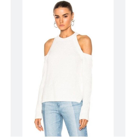 Rag & Bone Dana cold shoulder white knit sweater - Picture 1 of 12